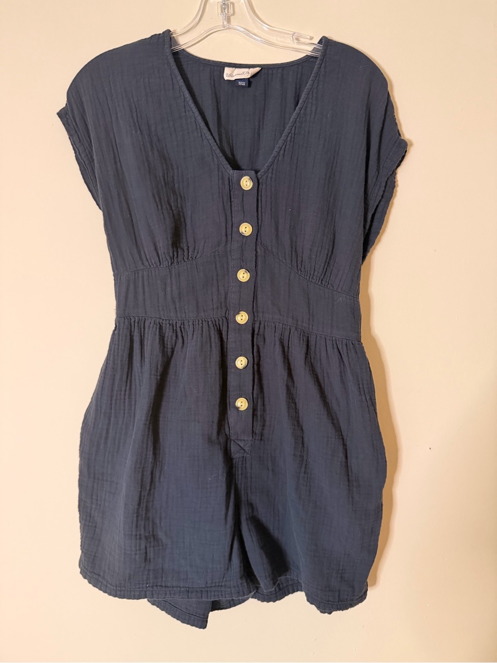 Universal Thread Navy Button-Front Short Romper